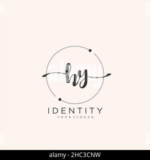 HY Handwriting logo vector art of initial signature, wedding, fashion, jewerly, boutique, floral and botanical with creative template for any company Stock Vector