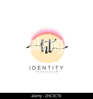 HT Handwriting logo vector art of initial signature, wedding, fashion, jewerly, boutique, floral and botanical with creative template for any company Stock Vector