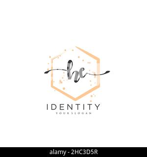 HE Handwriting logo vector art of initial signature, wedding, fashion, jewerly, boutique, floral and botanical with creative template for any company Stock Vector
