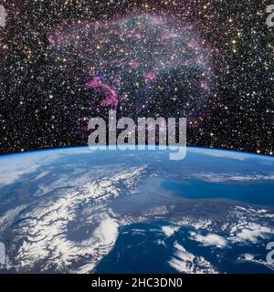 Northern Italy from space. Elements of this image furnished by NASA. Stock Photo