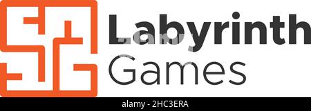 Modern design LABYRINTH GAMES playing logo design Stock Vector
