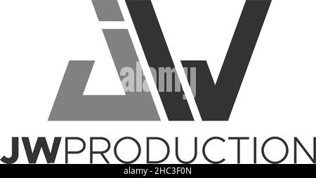 Flat initial JW JW PRODUCTION creative logo design Stock Vector