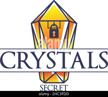 Modern colorful CRYSTALS SECTRET lock logo design Stock Vector