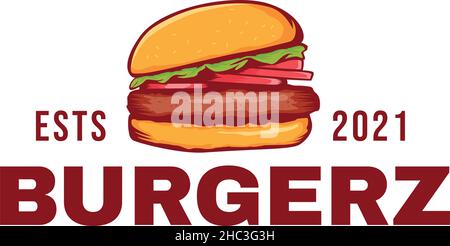 Modern colorful BURGERZ food eat logo design  Stock Vector