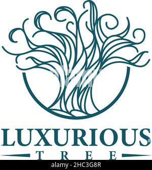 Modern design LUXURIOUS leaf tree logo design Stock Vector