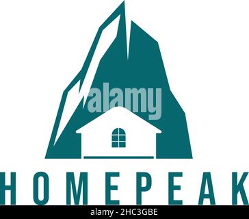 Modern flat colorful HOME PEAK house logo design Stock Vector
