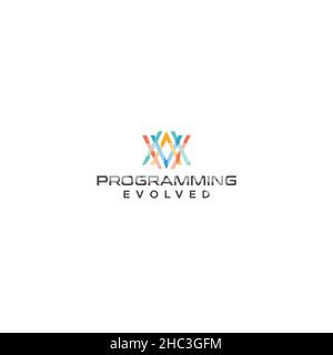 Modern flat colorful PROGRAMMING smart logo design Stock Vector