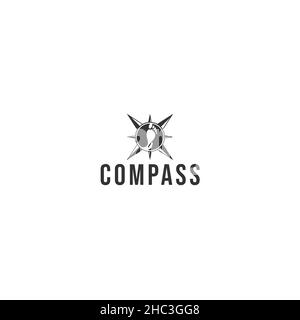 Modern flat design COMAPSS directions logo design Stock Vector
