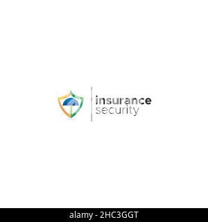 Modern flat colorful INSURANCE protect logo design Stock Vector