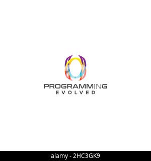 Modern flat colorful PROGRAMMING smart logo design Stock Vector
