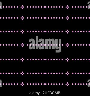 Dotted lining patterns on black background, pink dots graphic artwork Stock Photo