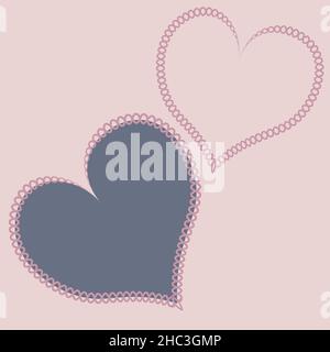 Illustration - Seamless pattern on a square background - hearts made of fabric, patchwork sewing. Design element of books, notebooks, postcards, interior items. Wallpapers, textiles, packaging, background for a website, mobile application or blog. love, valentine, lovers, holiday, textiles, patchwork, patchwork Stock Vector
