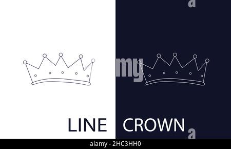 The rulers crown is in the lines. A symbol of power. Icon for dark and light backgrounds. Vector illustration. Stock Vector