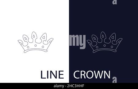 The rulers crown is in the lines. A symbol of power. Icon for dark and light backgrounds. Vector illustration. Stock Vector