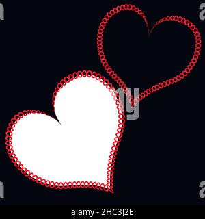 Illustration - Seamless pattern on a square background - hearts made of fabric, patchwork sewing. Design element of books, notebooks, postcards, interior items. Wallpapers, textiles, packaging, background for a website, mobile application or blog. love, valentine, lovers, holiday, textiles, patchwork, patchwork Stock Vector