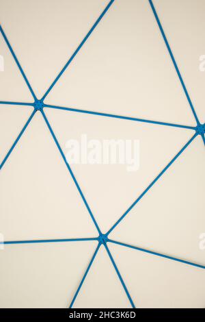 Background of a blue dome's  metal structure made with some triangles Stock Photo