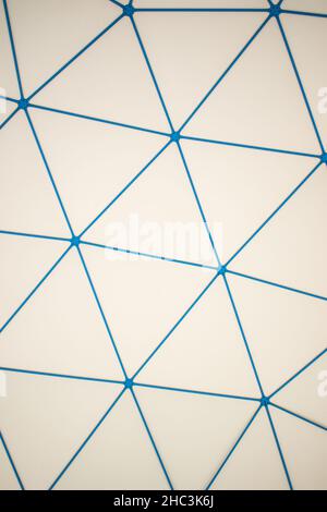 Background of a blue dome's  metal structure made with some triangles Stock Photo