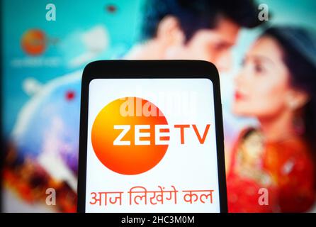 Zee TV logo on phone screen stock image Stock Photo Alamy