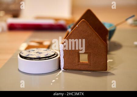 Ginger bread house on a table Stock Photo