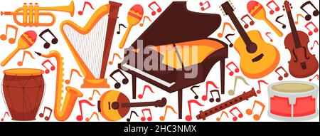Classic musical instruments, piano and saxophone Stock Vector