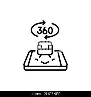 Augmented reality technology used in interior design shopping. 3d chair on an isometric phone. Pixel perfect, editable stroke icon Stock Vector