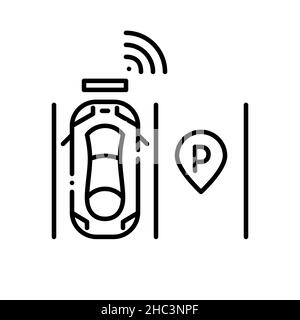 Smart parking icon. Parking space equipped with sensors and wireless data transmission. Safe automated system. Pixel perfect, editable stroke Stock Vector