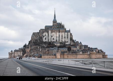A beautiful view of the famous Le Mont Saint-Michel tidal island Stock Photo