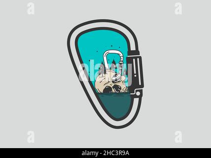 skull head hanging on carabiner design Stock Vector