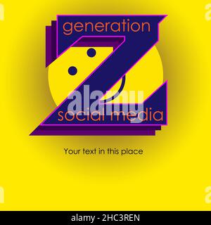 Generation Z social media colored background and logo 1 Stock Vector