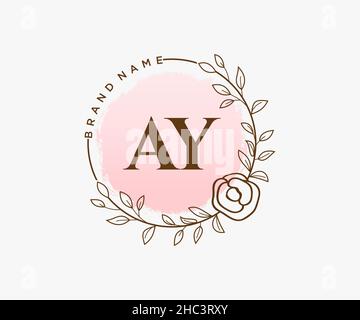 AY feminine logo. Usable for Nature, Salon, Spa, Cosmetic and Beauty Logos. Flat Vector Logo Design Template Element. Stock Vector