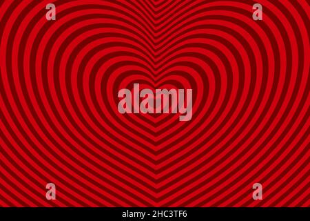 Abstract optical illusion background with a red heart.  Vector. Stock Vector