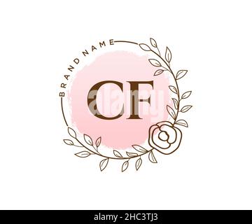 CF feminine logo. Usable for Nature, Salon, Spa, Cosmetic and Beauty Logos. Flat Vector Logo Design Template Element. Stock Vector