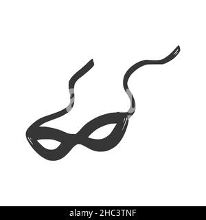 Thief mask, superhero mask. Hand drawn doodle sketch style. Drawing line simple criminal icon. Isolated vector illustration. Stock Vector