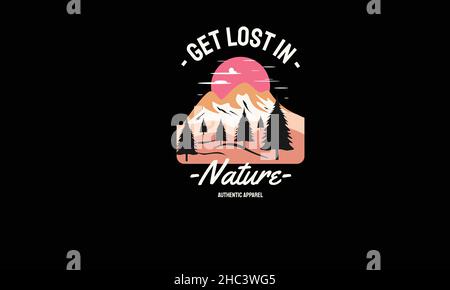 get lost in nature authentic speed adventure outdoor monogram text vector template Stock Vector
