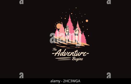 the adventure begin adventure outdoor monogram text vector template Stock Vector