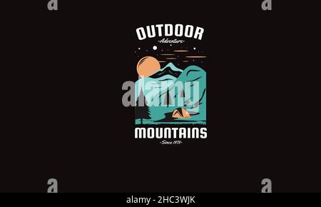 outdoor adventure mountain adventure outdoor monogram text vector template Stock Vector