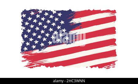 Vector vintage American flag. Vintage flag of USA for an independence day at 4 th july. Stock Vector
