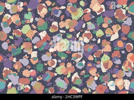 Vintage vector seamless terrazzo pattern in retro style. Retro colorful pattern with terrazzo texture. Vintage vector stone texture. Stock Vector