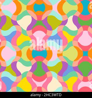 Vector vintage seamless abstract psychedelic pattern. Vector pattern for holidays in retro style. Retro abstract psychedelic texture. Stock Vector
