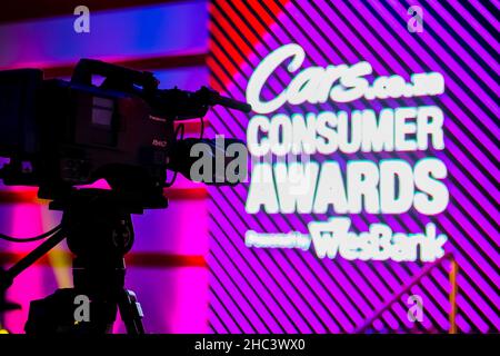 Johannesburg, South Africa - January 24 2019: Stage and Lighting set-up at Cars.co.za Awards Event Stock Photo