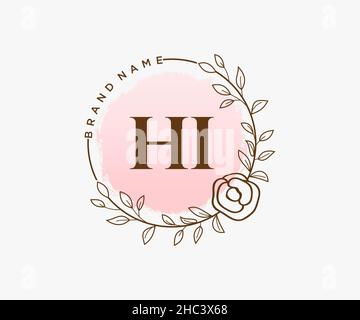 HI feminine logo. Usable for Nature, Salon, Spa, Cosmetic and Beauty Logos. Flat Vector Logo Design Template Element. Stock Vector