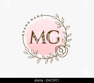 MG feminine logo. Usable for Nature, Salon, Spa, Cosmetic and Beauty Logos. Flat Vector Logo Design Template Element. Stock Vector