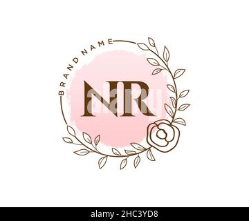 NR feminine logo. Usable for Nature, Salon, Spa, Cosmetic and Beauty Logos. Flat Vector Logo Design Template Element. Stock Vector