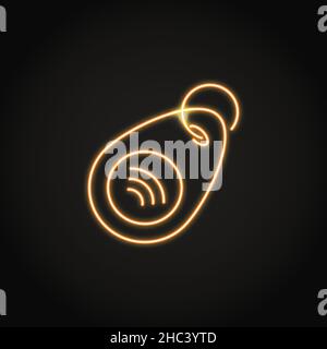 Neon RFID key icon in line style. Radio frequency identification tag symbol. Vector illustration. Stock Vector
