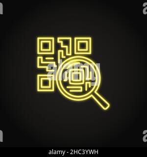 Neon Qr code verification icon in line style. Covid certificate checking. Vector illustration. Stock Vector