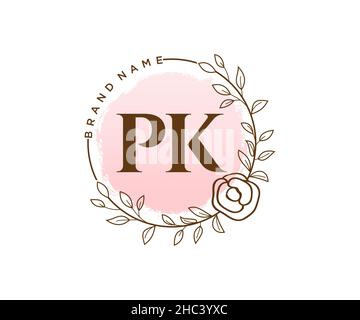 PK feminine logo. Usable for Nature, Salon, Spa, Cosmetic and Beauty Logos. Flat Vector Logo Design Template Element. Stock Vector