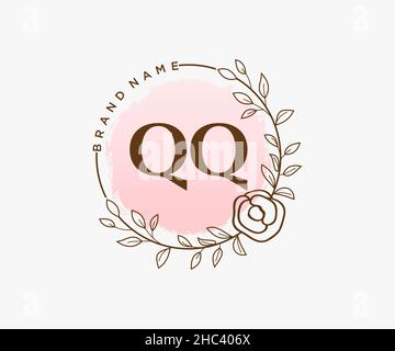 QQ feminine logo. Usable for Nature, Salon, Spa, Cosmetic and Beauty Logos. Flat Vector Logo Design Template Element. Stock Vector