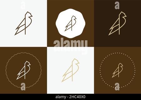 Minimal line versatile animal circle badge design Stock Vector