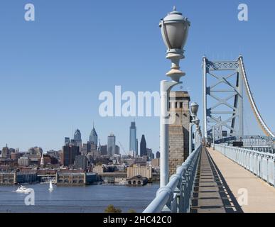 View of Benjamin Franklin Bridge. Suspension bridge in Philadelphia, Pennsylvania, USA. Stock Photo