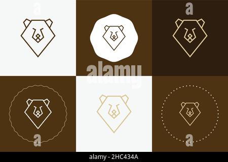 Minimal line versatile animal circle badge design Stock Vector